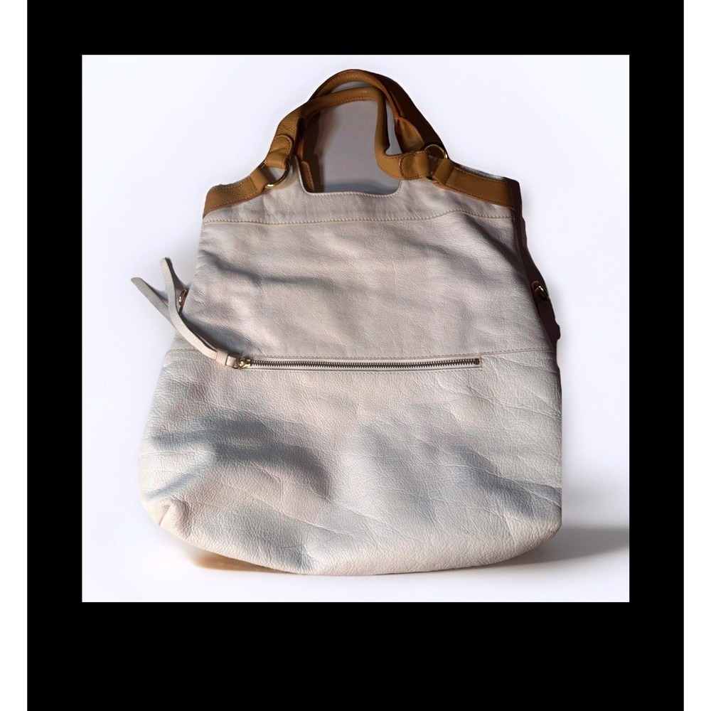 Margot Cream Tan Pebbled Genuine Leather Hobo Tote Bag Gold Hardware Large